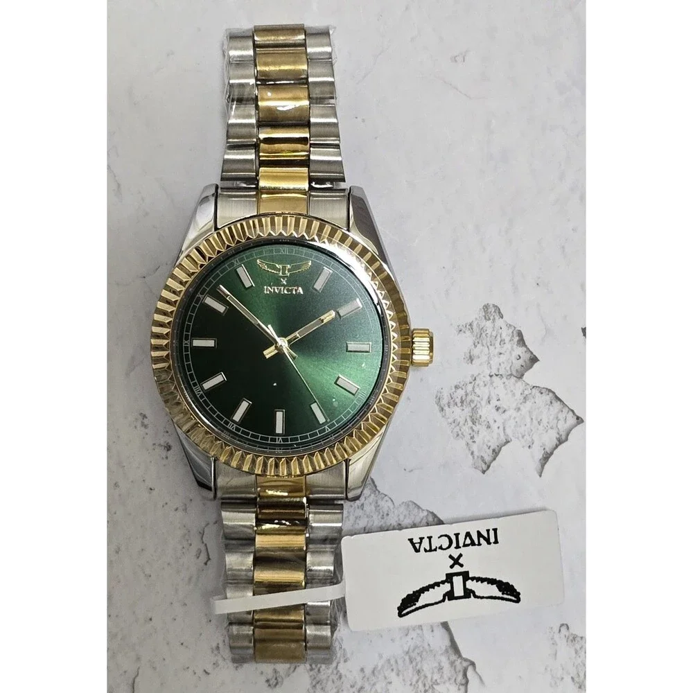 Invicta Specialty I Men's Quartz 40 mm Green Dial Two Tone Watch 69012 Brand New